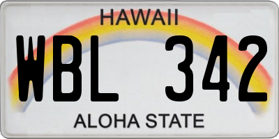 HI license plate WBL342