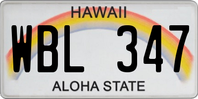 HI license plate WBL347