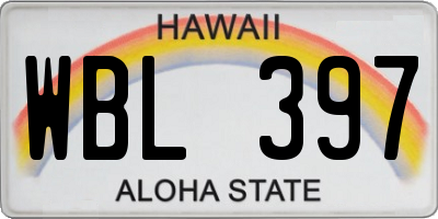 HI license plate WBL397
