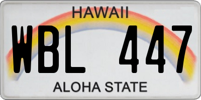 HI license plate WBL447