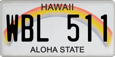 HI license plate WBL511