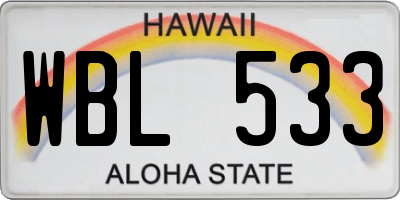 HI license plate WBL533