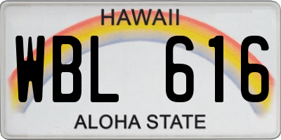 HI license plate WBL616