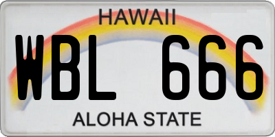 HI license plate WBL666