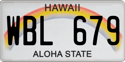 HI license plate WBL679