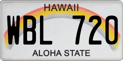 HI license plate WBL720