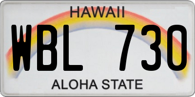 HI license plate WBL730