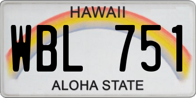 HI license plate WBL751