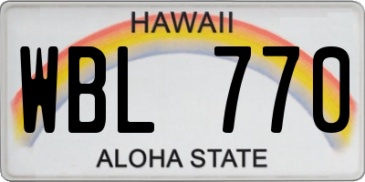 HI license plate WBL770