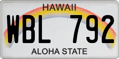HI license plate WBL792