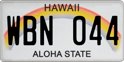 HI license plate WBN044