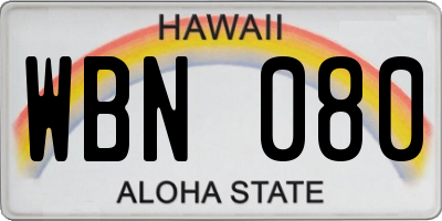 HI license plate WBN080