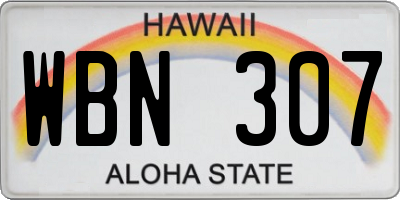 HI license plate WBN307
