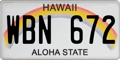HI license plate WBN672
