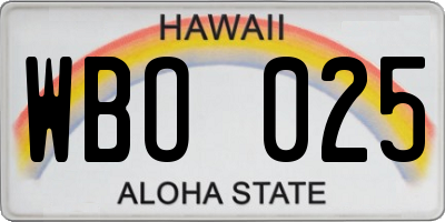 HI license plate WBO025
