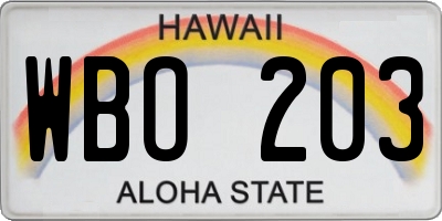 HI license plate WBO203
