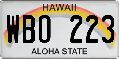 HI license plate WBO223