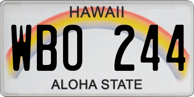 HI license plate WBO244