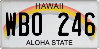 HI license plate WBO246