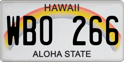 HI license plate WBO266