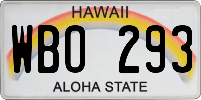 HI license plate WBO293