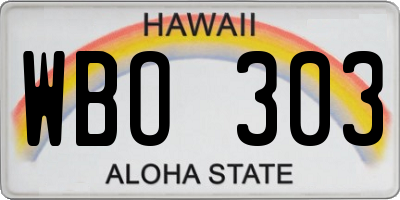 HI license plate WBO303