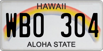 HI license plate WBO304