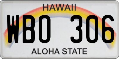 HI license plate WBO306