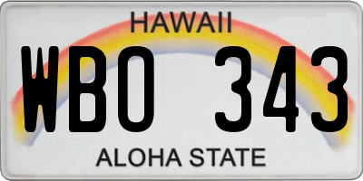 HI license plate WBO343