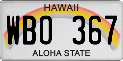 HI license plate WBO367