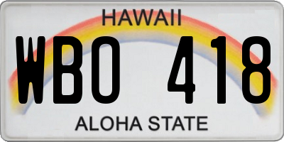 HI license plate WBO418