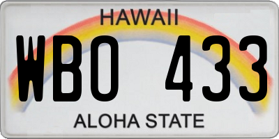 HI license plate WBO433