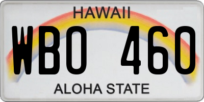 HI license plate WBO460