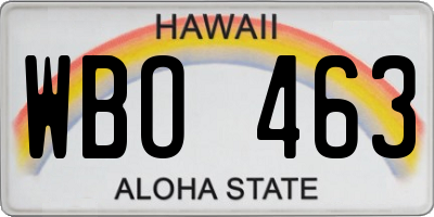 HI license plate WBO463