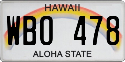 HI license plate WBO478