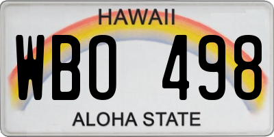 HI license plate WBO498