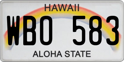 HI license plate WBO583