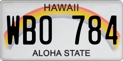 HI license plate WBO784