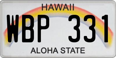 HI license plate WBP331