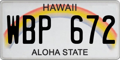 HI license plate WBP672