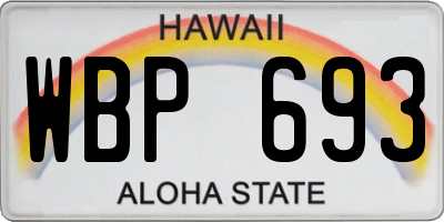 HI license plate WBP693