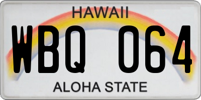 HI license plate WBQ064