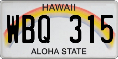 HI license plate WBQ315