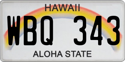 HI license plate WBQ343