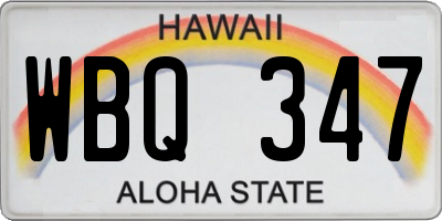 HI license plate WBQ347