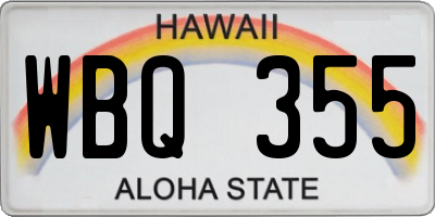 HI license plate WBQ355