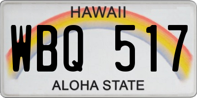 HI license plate WBQ517