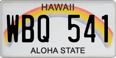 HI license plate WBQ541
