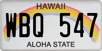 HI license plate WBQ547