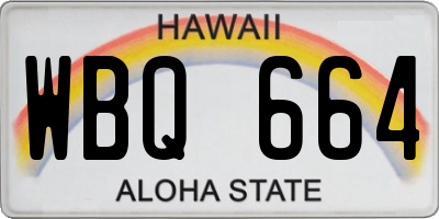 HI license plate WBQ664